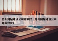 苏州网站建设公司哪家好（苏州网站建设公司哪家好些）