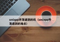 uniapp开发遇到的坑（uniapp开发遇到的难点）