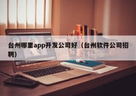 台州哪里app开发公司好（台州软件公司招聘）
